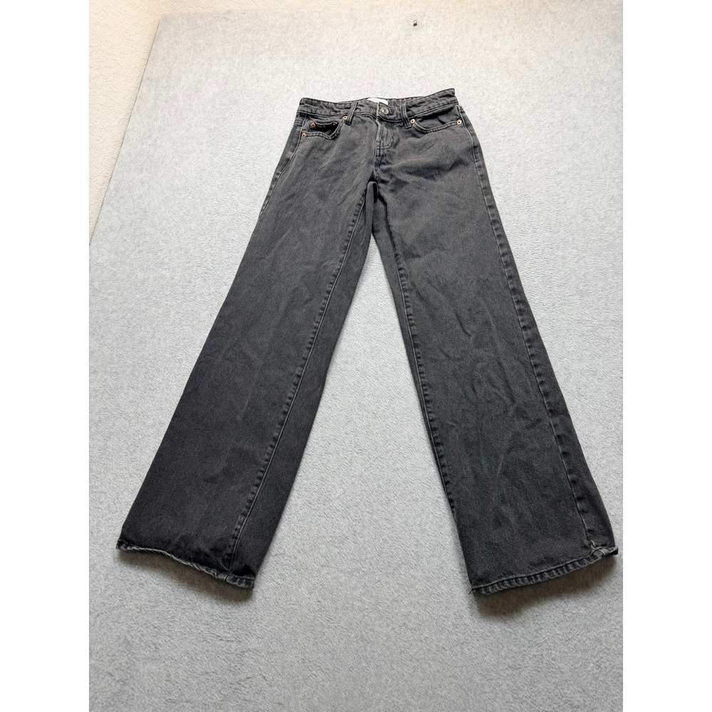 PacSun Womens Wide Leg High Waisted Jeans Faded Black Denim Size 23